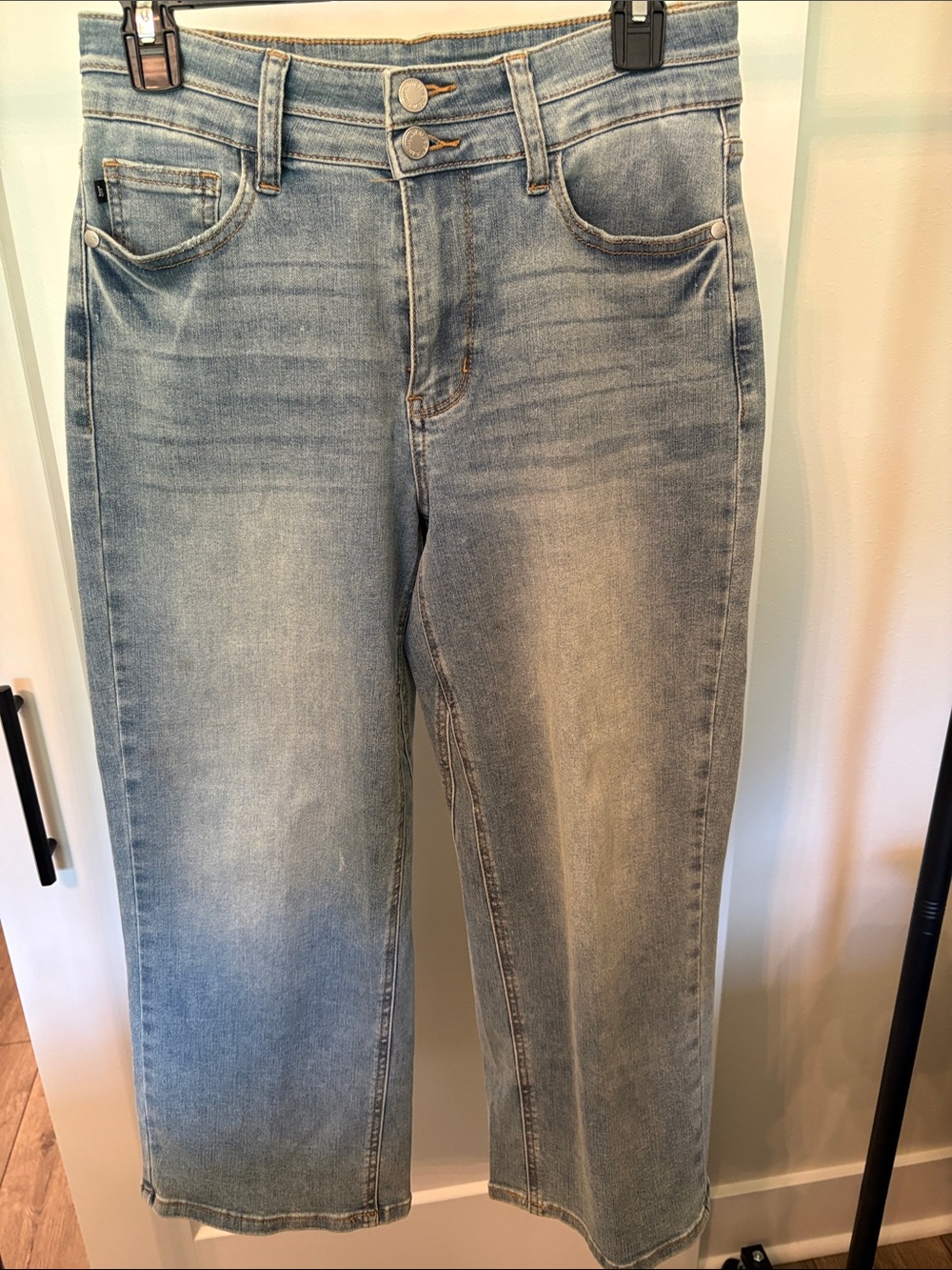 Judy Blue Cool Runnings cooling denim wide leg crop.